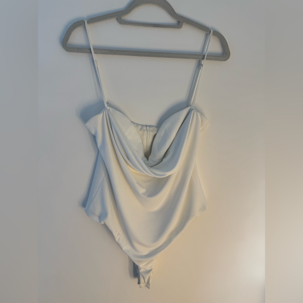 Zara White Draped Bodysuit